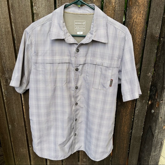 Merrell Vented Short Sleeve Button Down Shirt Sz M - Picture 10 of 14
